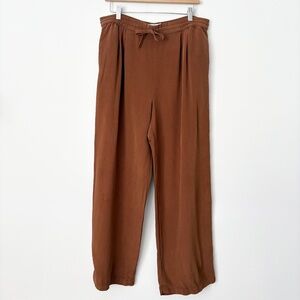 St John brown silk wide leg pants
